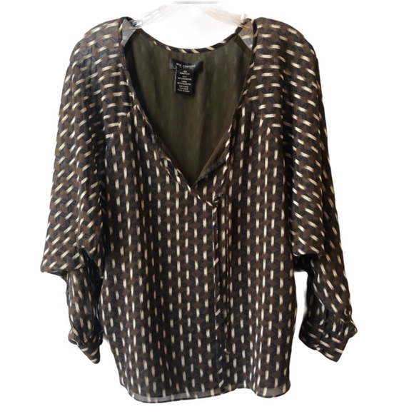 MM Couture by Miss Me Brown and White Sheer top XS - Picture 1 of 7